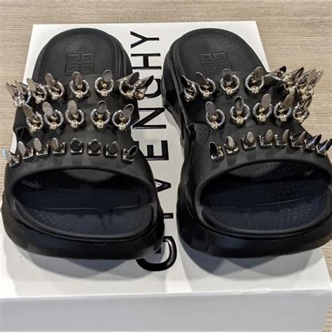 givenchy grey fur slides|givenchy marshmallow sandals.